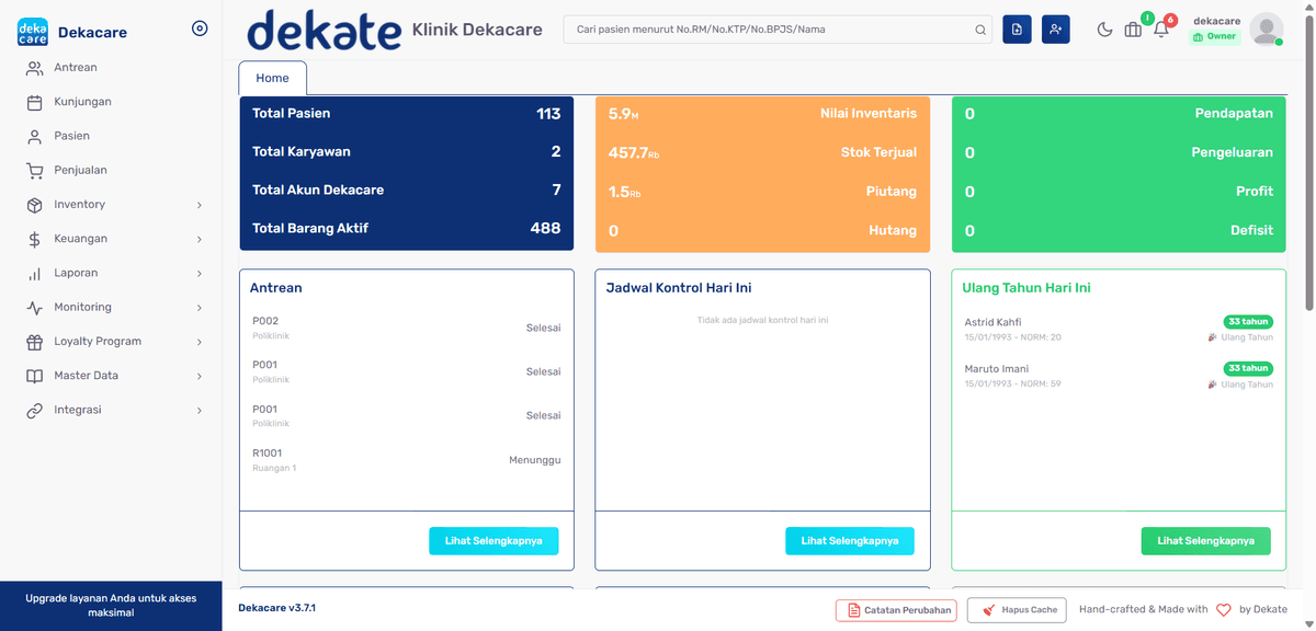 Dekacare Dashboard
